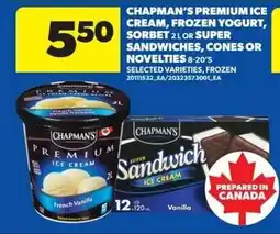Dominion Chapman's Premium Ice Cream, Frozen Yogurt, or Sorbet, or Super Sandwiches, Cones, or Novelties offer