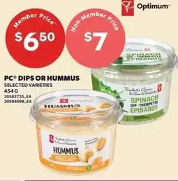 Loblaws PC dips or hummus offer