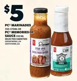 Loblaws PC marinades or PC memories of sauce offer