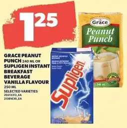 Loblaws Grace peanut punch or supligen instant breakfast beverage vanilla flavour offer