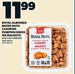 Loblaws Royal almonds, mixed nuts, cashews, pumpkin seeds or walnuts offer