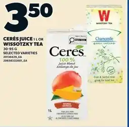 Loblaws Cerés juice or wissotzky tea offer