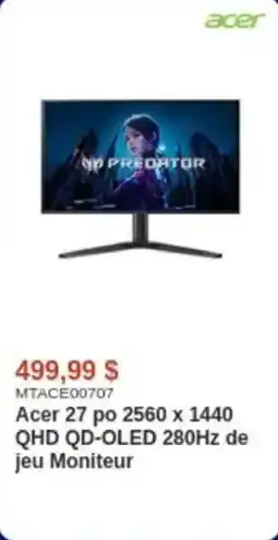 Canada Computers Acer 27 po 2560 x 1440 QHD QD-OLED 280Hz de jeu Moniteur offer