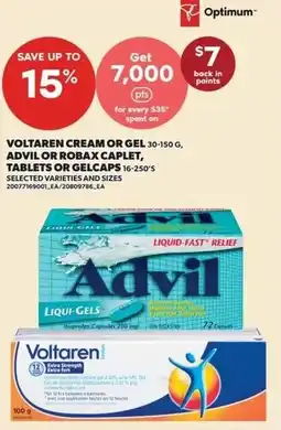 Loblaws Voltaren cream or gel, advil or robax caplet, tablet or gelcaps offer