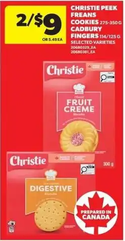 Dominion Christie Peek Freans Cookies, or Cadbury Fingers offer