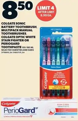 Loblaws Colgate sonic battery toothbrush multipack manual toothbrushes, colgate optic white stain fighter or periogard toothpaste offer