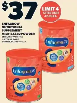 Loblaws Enfagrow nutritional supplement milk-based powder offer