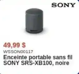 Canada Computers Enceinte portable sans fil SONY SRS-XB100, noire offer