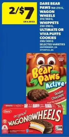 Dominion Dare bear paws, wagon wheels, whippets, ultimate or viva puffs cookies offer