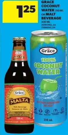 Dominion Grace coconut water or malt beverage offer