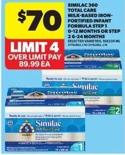 Dominion Similac 360 total care milk-based iron- fortified infant formula step 1 0-12 months or step 26-24 months offer