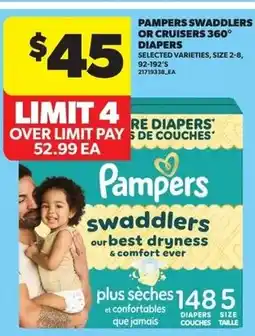 Dominion Pampers swaddlers or cruisers 360° diapers offer