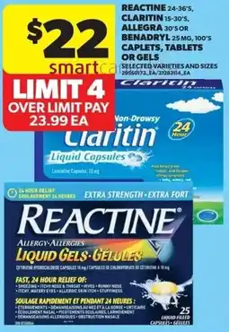 Dominion Reactine, claritin, allegra or benadryl, caplets, tablets or gels offer
