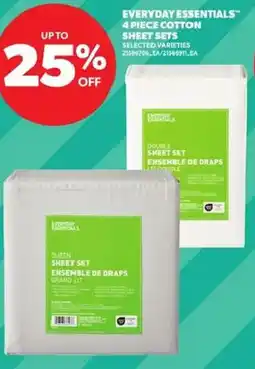 Atlantic Superstore Everyday essentials 4 piece cotton sheet sets offer