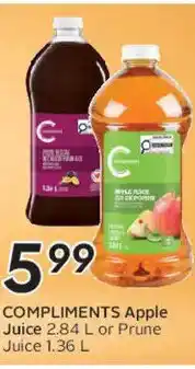 Safeway COMPLIMENTS Apple Juice or Prune Juice offer
