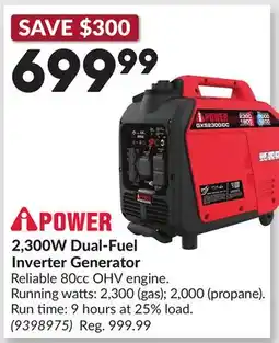 Princess Auto 2,300W Dual-Fuel Inverter Generator offer