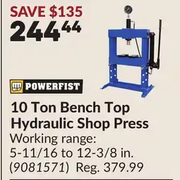 Princess Auto 10 Ton Bench Top Hydraulic Shop Press offer