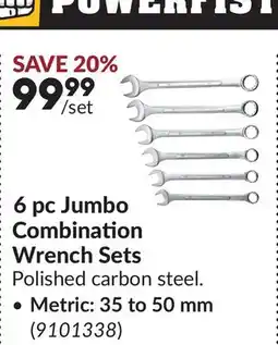 Princess Auto Metric: 35 to 50 mm 6 pc Jumbo Combination Wrench Sets offer