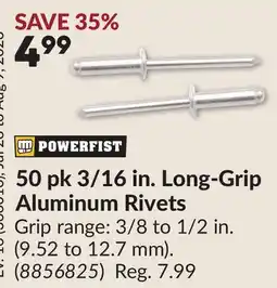 Princess Auto 50 pk 3/16 in. Long-Grip Aluminum Rivets offer