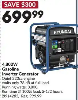 Princess Auto 4,800W Gasoline Inverter Generator offer