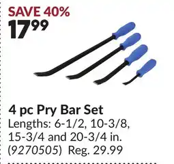 Princess Auto 4 pc Pry Bar Set offer