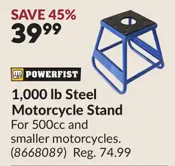 Princess Auto 1,000 lb Steel Motorcycle Stand offer