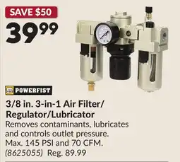 Princess Auto 3/8 in. 3-in-1 Air Filter/ Regulator/Lubricator offer