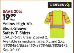 Princess Auto Yellow High-Vis Short-Sleeve Safety T-Shirts offer