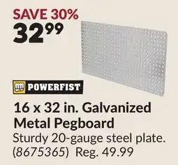 Princess Auto 16 x 32 in. Galvanized Metal Pegboard offer