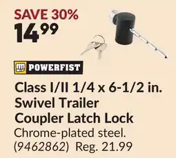 Princess Auto Class I/II 1/4 x 6-1/2 in. Swivel Trailer Coupler Latch Lock offer