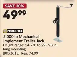 Princess Auto 5,000 lb Mechanical Implement Trailer Jack offer