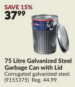 Princess Auto 75 Litre Galvanized Steel Garbage Can with Lid offer