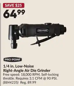 Princess Auto 1/4 in. Low-Noise Right-Angle Air Die Grinder offer