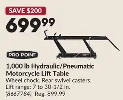 Princess Auto 1,000 lb Hydraulic/Pneumatic Motorcycle Lift Table offer