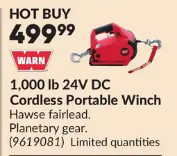 Princess Auto 1,000 lb 24V DC Cordless Portable Winch offer