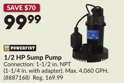 Princess Auto 1/2 HP Sump Pump offer