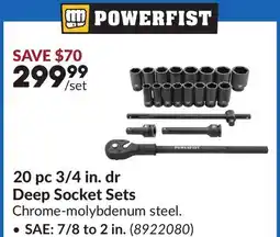 Princess Auto SAE: 7/8 to 2 in. 20 pc 3/4 in. dr Deep Socket Sets offer