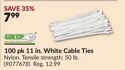 Princess Auto 100 pk 11 in. White Cable Ties offer