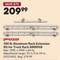 Princess Auto ERICKSON 500 lb Aluminum Rack Extension Kit for Truck Rack 8888968 offer