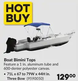 Princess Auto 71L x 67 to 79W x 44H in. Three Bow Boat Bimini Tops offer
