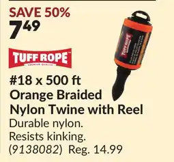 Princess Auto 18 x 500 Orange Braided Nylon Twine with Reel offer