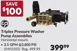 Princess Auto Triplex Pressure Washer Pump Assemblies 2.5 GPM @3,800 PSI offer