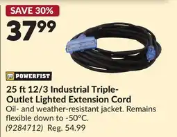 Princess Auto 25 ft 12/3 Industrial Triple- Outlet Lighted Extension Cord offer