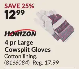 Princess Auto 4 pr Large Cowsplit Gloves offer