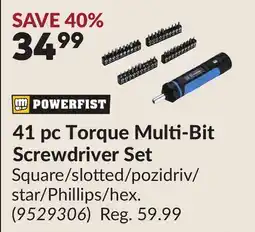 Princess Auto 41 pc Torque Multi-Bit Screwdriver Set offer