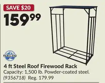 Princess Auto 4 ft Steel Roof Firewood Rack offer