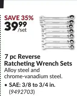 Princess Auto 7 pc Reverse Ratcheting Wrench Sets, SAE: 3/8 to 3/4 in offer