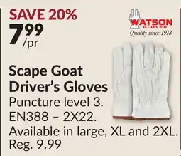 Princess Auto Scape Goat Driver's Gloves offer