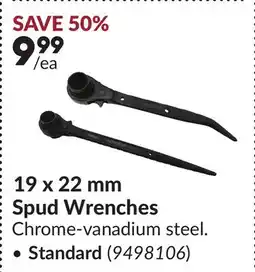 Princess Auto Standard 19 x 22 mm Spud Wrenches offer