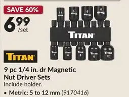 Princess Auto Metric: 5 to 12 mm 9 pc 1/4 in. dr Magnetic Nut Driver Sets offer